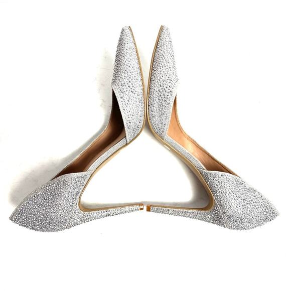 I.N.C Silver D’orsay Rhinestone Pointed Toe Pumps Heels Shoes Size 9 - Picture 6 of 9